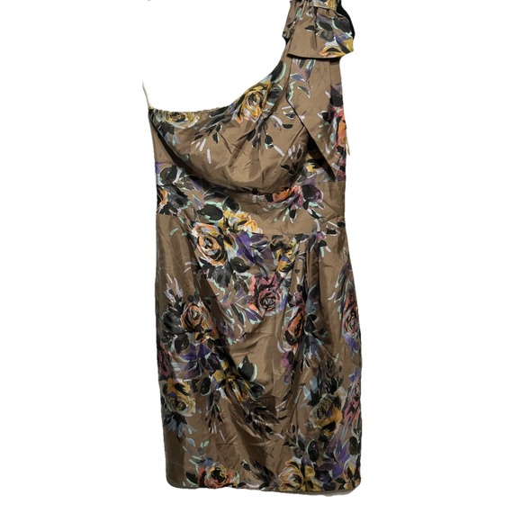 Trina Turk 100% Silk One-Shoulder Cocktail Dress Knee Length Floral Size‎ 6 - Picture 1 of 9